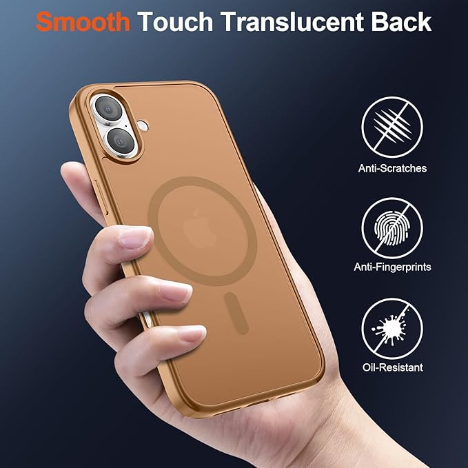 SUPFINE Magnetic for iPhone 17 Case (Compatible with MagSafe)(Military Grade Drop Protection) Translucent Matte Shockproof with Anti-Fingerprint Phone Cover 2025,Brown