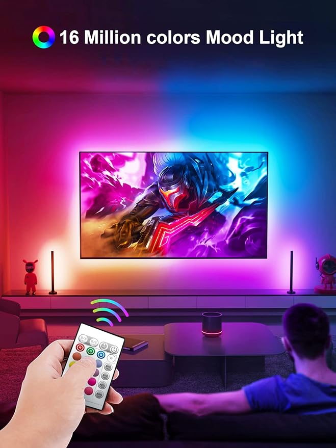 KANTUTOE TV Backlights, 13.1FT LED Lights for 32-65 Inch TV, RGB TV LED Lights Behind, Music Sync Bluetooth APP and Remote Control TV LED Strip Lights USB Powered for Gaming/Bedroom