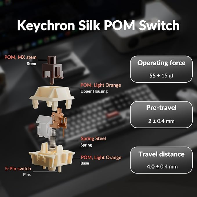 Keychron Q6 Ultra 8K Polling Rate Aluminum Wireless Mechanical Keyboard, 2.4 GHz/Bluetooth/Wired Full-Size Custom RGB, Hot-Swappable Silk POM Brown Switch for Mac Windows Linux - White