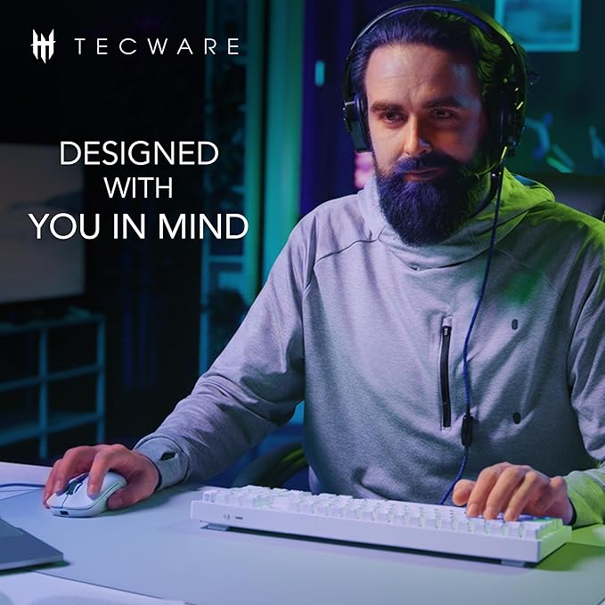 TECWARE Spectre 96% RGB Mechanical Gaming Keyboard | Customizable LCD Screen | Tri-Mode Wireless with Knob | Gasket Mount | South Face 5-Pin Hot-Swappable Sockets | White Candy Red Linear Switch
