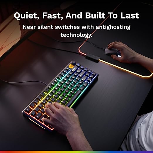 GLORIOUS Gaming Keyboard GMBK 75% - Swappable MX Compatible keycaps, Detachable USB Cable, IP57 Water and dust Resistant, 10 Zone RGB Lighting, Quiet switches - 321x137x41 mm - English QWERTY Layout