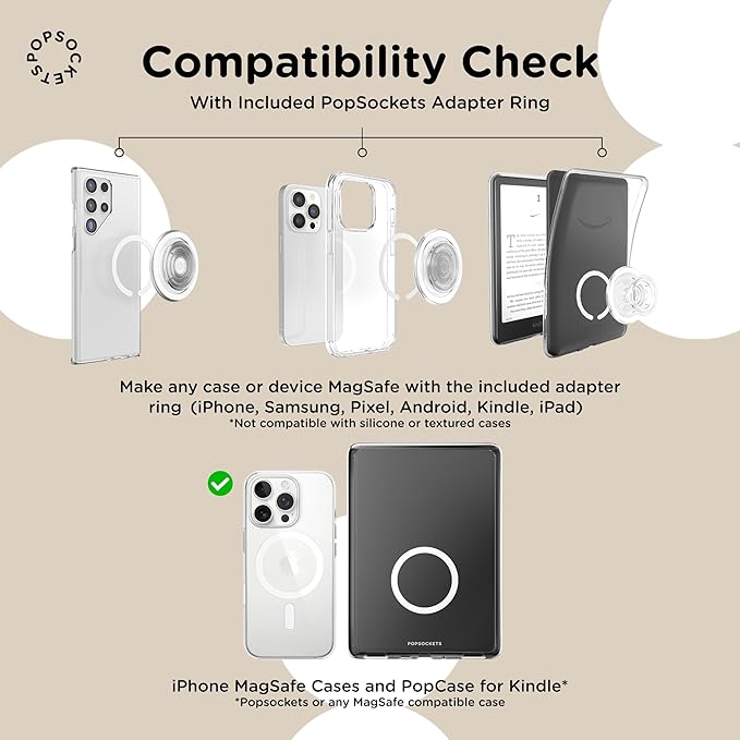 PopSockets Phone Grip for MagSafe with Kickstand, Magnetic Stand, Swappable Top, Secure Hold for iPhone MagSafe Cases, Phone & Tablet Grip - Plant Based - Black