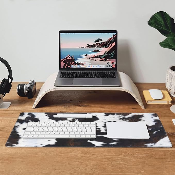 Cow Gaming Mouse Pad Extended Large Mouse Mat 31.5 X 11.8 Inch Nonslip Rubber Base Long Desk Pad Stitched Edges Mousepad Mice Pad for Office Home Game