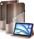 Compatible with iPad Air 11 Inch Case 8th/7th/6th Generation (M4/M3/M2) 2026/2025/2024, for iPad Air 5th/4th Generation Case 10.9 Inch 2022/2020 with Pencil Holder & Card Slots - Silver Flower