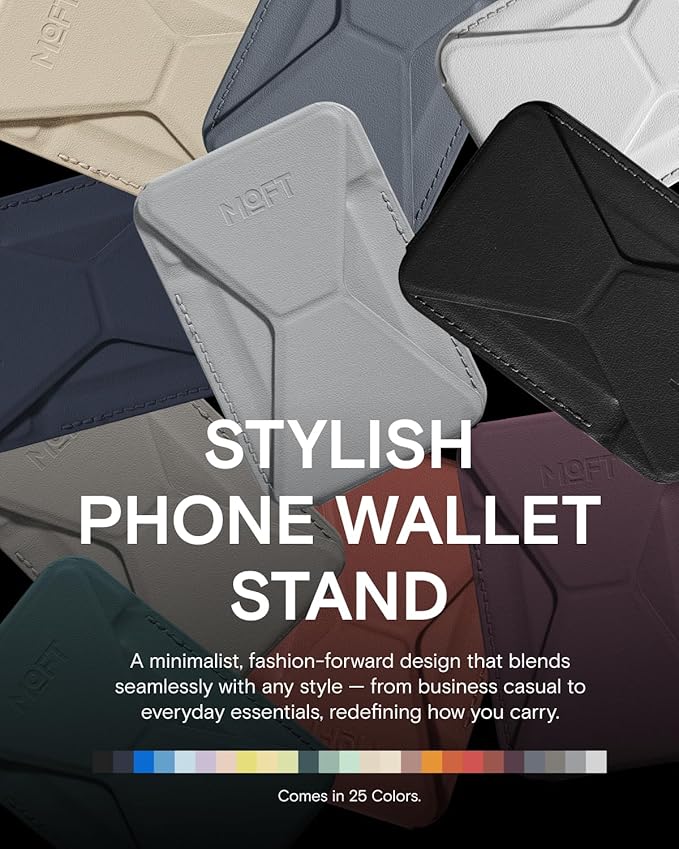 MOFT Magnetic Wallet Stand Compatible with iPhone 17/16/15/14/13/12 Series, Angle Adjustment & Magsafe Compatible MOVAS Phone Stand,Cement