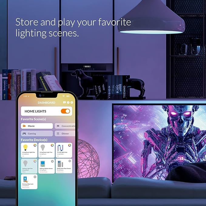 ERIA Colors and White A19 Dimmable CRI 90+ Smart Bulb Works with Hue*, SmartThings, HA, Amazon Echo (4th Gen), Alexa, HA, Google Assistant (Extra Bright – 2-Pack)