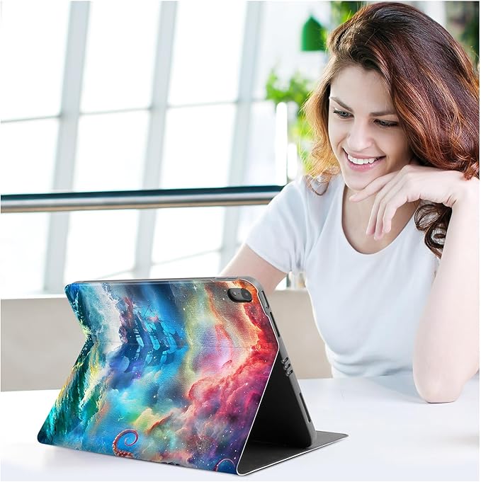 Vimorco for iPad Air 11 Inch Case, for iPad Air M3/M2 11 Inch Case 2025/2024, for iPad Air 5th/4th Generation Case 10.9-inch, Soft PU Leather Back Cover, Multi-Angle Viewing, Octopus Sailing Boat