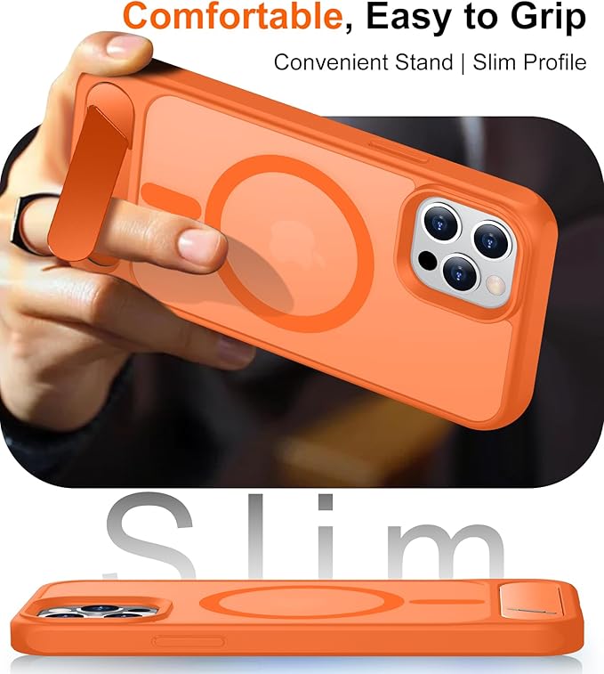 Magnetic Compatible with iPhone 12 Case & iPhone 12 Pro Case, [Built-in Invisible Kickstand][Compatible with MagSafe][Military Grade Shockproof] Slim Translucent Matte Phone Case 6.1"