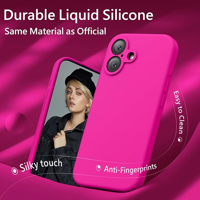 FireNova Magnetic for iPhone 17 Case, Compatible with MagSafe, [Integrated Silicone Camera Control Button] [Camera Protection] Anti-Scratch Microfiber Lining Phone Case, 6.3", Hot Pink