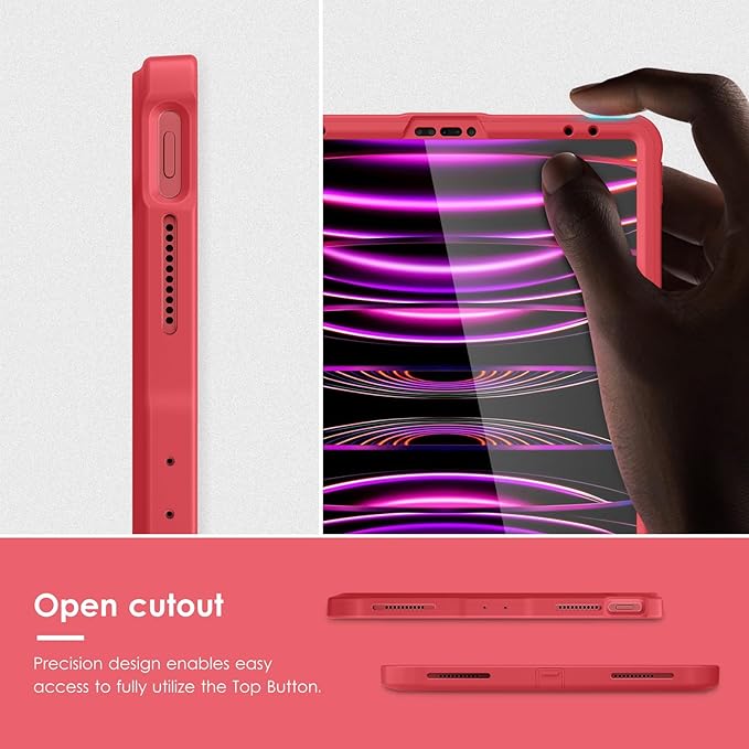 VIKESI Kickstand Protective Case for iPad Pro 12.9 6th / 5th / 4th / 3rd Generation (2022/2021/2020/2018 Released), Matte Frosted Scratch Resistant Back, TPU Shockproof Frame, Burgundy Red