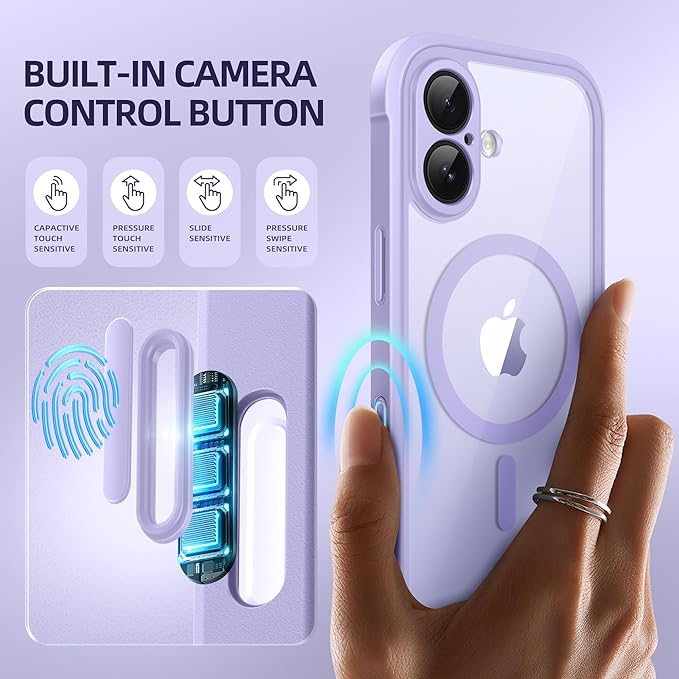 BERFY for iPhone 17 Case, Compatible with MagSafe, Built-in Glass Screen Protector, Camera Protection, Shockproof Full Body Phone case 6.3", Clear Purple