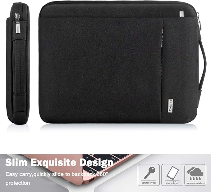 LANDICI 360° Protective Laptop Sleeve 15.6 Inch for MacBook Pro 16 M2/M1,MacBook Air 15,Computer Bag Carrying Case for 15-16 Inch HP Dell Asus Notebook, Slim, Shockproof, Waterproof, Black