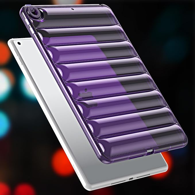Case for iPad 9th/8th/7th Generation 10.2 inch 2021/2020/2019, Clear Shockproof Soft TPU Back Cover & Silicone Bumper Anti-Yellowing Lightweight Protective Shell for iPad 10.2 inch, Purple