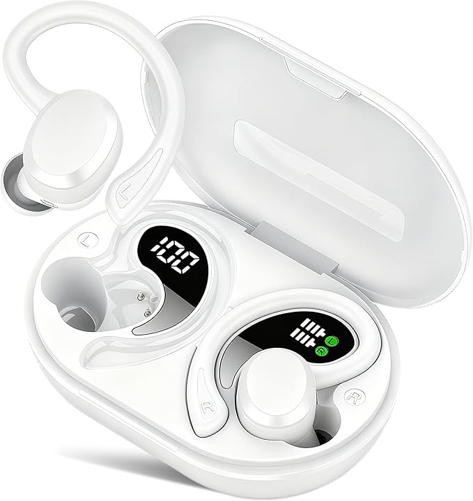 sprtoybat Wireless Earbuds, 2026 New Bluetooth 5.4 Headphones Sport Earphones with 68Hrs Playtime LED Display ENC Noise Cancelling Mic, IPX7 Waterproof Over Ear Ear Buds with Hook for Sports/Running