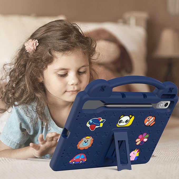 AKABEILA Compatible with Lenovo Tab P12 12.7 inch(2023) Tablet Case, Lightweight Shockproof Protective Case with Shoulder Strap & Stand Handle for Girl Kid Gift - Navy Blue