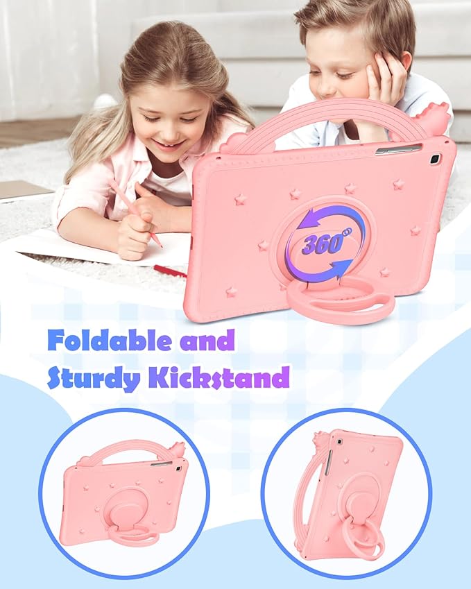 Wazzasoft for Samsung Galaxy Tab S6 lite Case 10.4" - Girls Cute Women Cartoon Kawaii 3D Design Cover with Rotating Stand & Strap Unique Girly Teens Funda for Samsung Tab S6 lite Case (2022/2020)