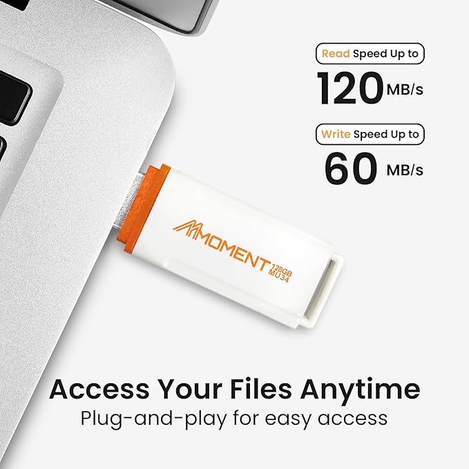 MMOMENT MU34 128GB USB 3.1 Flash Drive, Read Speed up to 120MB/s, Write Speed up to 60MB/s, Thumb Drive