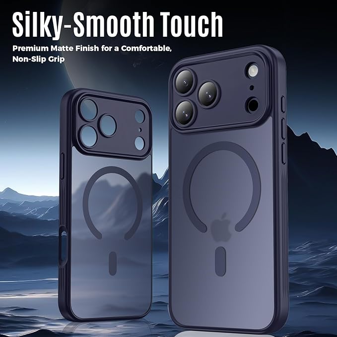 Symcele Designed for iPhone 17 Pro Case, Compatible with MagSafe, [Camera Protection] [15FT Military Drop Protection] Shockproof Translucent Matte Anti-Slip Phone Case, 6.3", Deep Blue