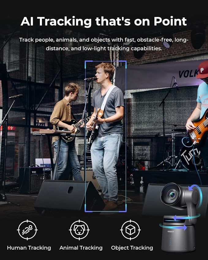OBSBOT Tail Air with NDI Activated 4K Streaming Camera AI Tracking & Gesture Control PTZ Webcam for YouTube Twitch Church HDMI USB-C Wireless Unlimited Connect