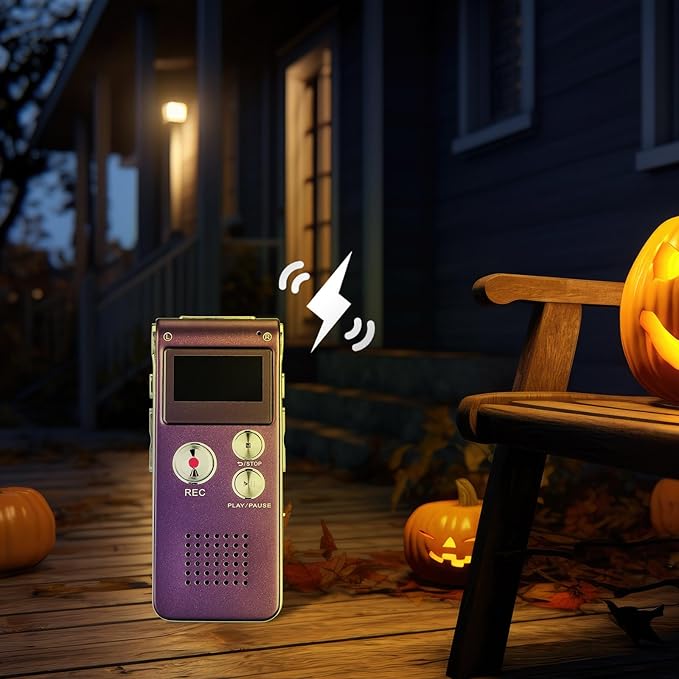 Tellegloww Ghost Hunting Equipment Paranormal Equipment for Ghost Hunting Digital EVP Voice Activated Recorder Rechargeable Recorder Device with Microphone, 8GB(Purple)