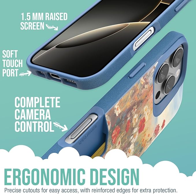 Smartish® iPhone 16 Pro Max Wallet Case - Wallet Slayer Vol. 1 [Slim + Protective] Credit Card Holder - Drop Tested Hidden Credit Card Slot Cover for Apple iPhone 16 Pro Max - Wildflower Fields