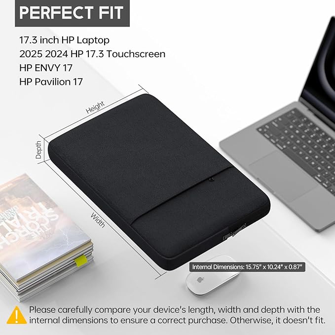 17 inch 360° Protective Laptop Case Sleeve for 2025 HP 17.3 Touchscreen Laptop,Envy 17,Pavilion 17,ASUS Vivobook 17, Shockproof Water-Resistant Computer Bag w/Accessory Pocket