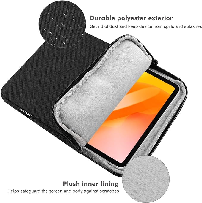 MoKo 13 Inch Tablet Sleeve Fits New 13inch iPad Air M4 2026, iPad Pro M5/M4/Air M3/M2 13", iPadPro 12.9", Galaxy Tab S8+/S9+ 12.4", Polyester Bag Fit with Apple Pencil or Smart Keyboard,Black