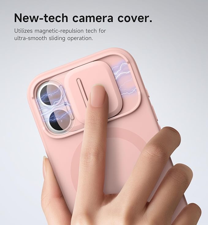 SURITCH for iPhone 17 Case with Camera Control Cover, Camera Slide Cover and Adjustable Kickstand, Compatible with MagSafe, Shockproof Bumper Protective Cases 6.3 Inch, Pink