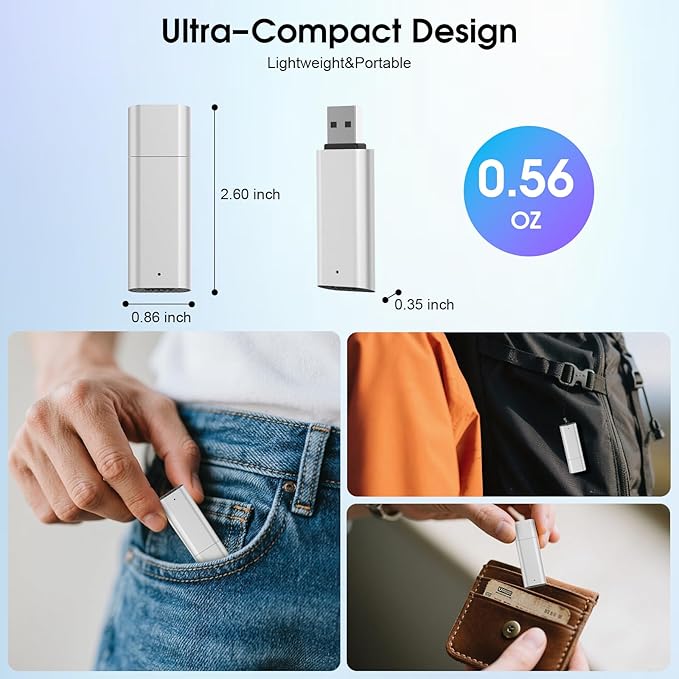 Voice Recorder 64GB Digital Voice Activated Recorder USB Recording Device with Noise Reduction 750Hrs Rechargeable Small Pocket Audio Recording Devices for Lectures, Meeting, Class (Silver)