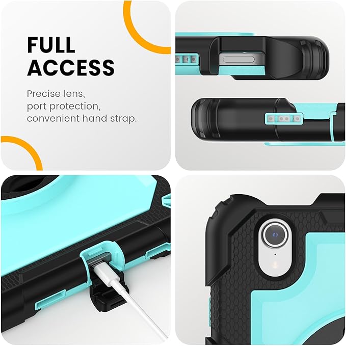 Timecity Case for iPad mini 7th/6th Generation 8.3-inch, for iPad mini 7/6 with Screen Protector, 360 Rotating Stand Handle/Shoulder Strap for iPad mini 7 (A17 Pro) 8.3'' Case - Light Blue