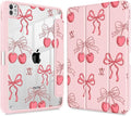 May Chen for iPad Pro 13 Inch Case M5 2025 / M4 2024, Built Pencil Holder & Clear Transparent Print Back Shell Slim Stand Shockproof Tablet Cover, Auto Wake/Sleep, Coquette Cherry Bow