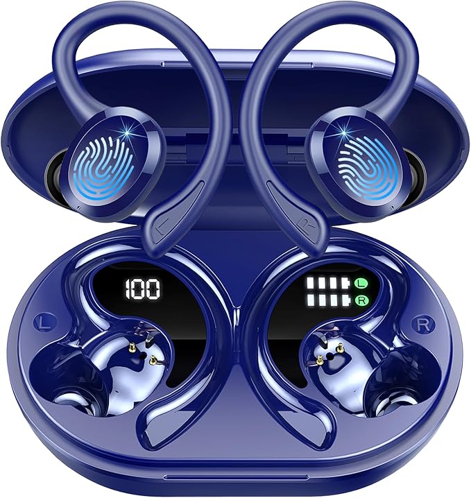 Wireless Earbuds Bluetooth Headphones Sport, Bluetooth 5.3 Earbud 3D HiFi Stereo Over Ear Buds, 48Hrs Earhooks Earphone with Noise Cancelling Mic, IP7 Waterproof Headset for Workout/Running/Gym