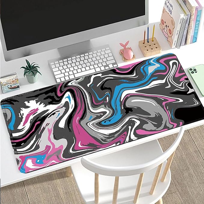 Rcege Large Mouse Pad for Desk - Gaming Mouse Pad with Stitched Edges, Anti-Slip Base for Keyboard and Mouse(Abstract Purple, 31.5L x 15.8W inches)
