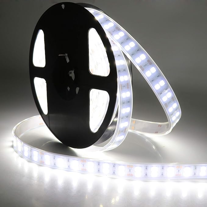 LEDENET LED Light Strip White 6000K Double Row 600LEDs SMD 5050 LED Flexible Strip Lighting DC 12V Dimmable Light Waterproof IP67 Outdoor Use 16.4ft