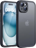 TOCOL for iPhone 15 Case, Upgraded Full Camera Protection, Rugged Phone Case for iPhone 15 6.1 Inch, Non-Slip, Drop Protection, Anti-Scratch, Dark Black