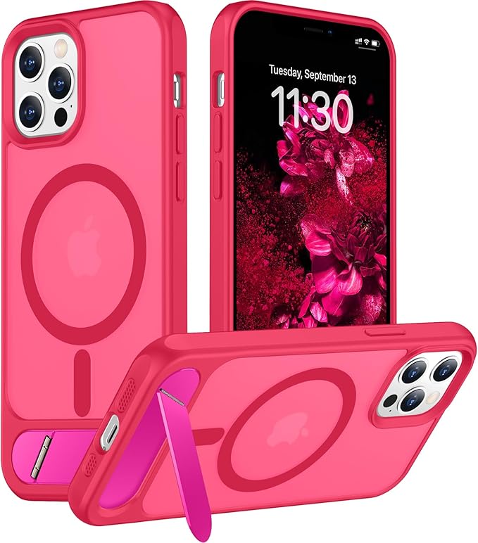 Magnetic Compatible with iPhone 12 Pro Max Case, [Built-in Invisible Kickstand][Compatible with MagSafe][Military Grade Shockproof] Slim Translucent Matte Phone Case for iPhone 12 Pro Max 6.7"