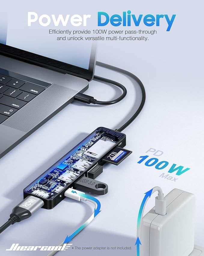 Hiearcool USB C Hub, USBC Hub Multi-Port Adapter for MacBook Pro/Air M1 M2, 4K HDMI USB-C Dock Dongle for iPad and Other Type C Devices