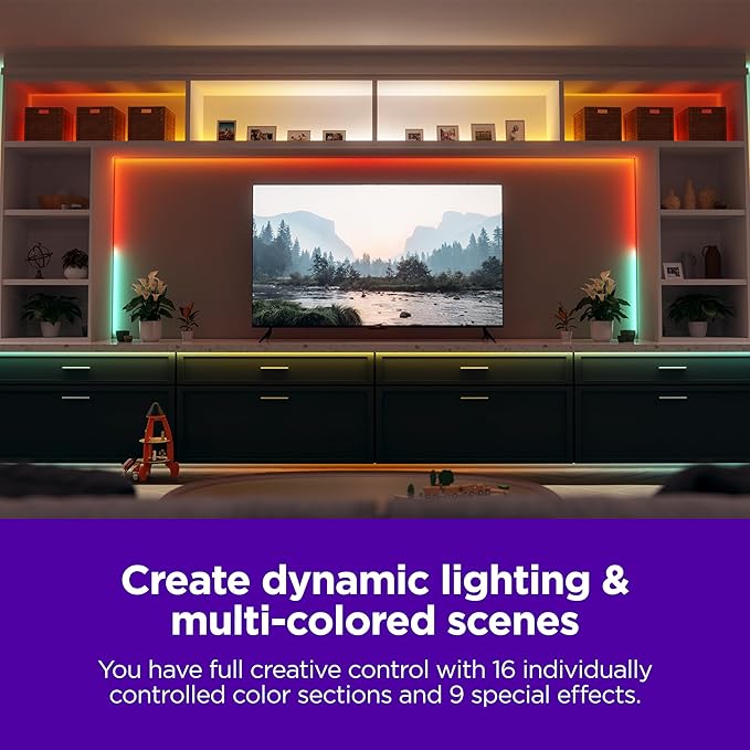Roku Smart LED Light Strip+, 16.4ft - Color Options with Adjustable Brightness & Temperature - Peel & Stick WiFi Smart Strip Lights Works with Roku Voice, Alexa & Google Assistant - Smart Home Product