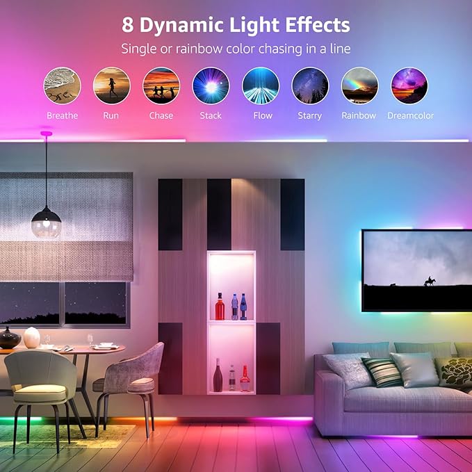 Lepro LED Strip Lights, 50ft Music Sync MagicColor Light Strip with Remote, Valentines Gifts for Men & Women, 5050 RGB Lights for Bedroom, Home, Gaming Room, Party, Wall,Valentines Day Decor
