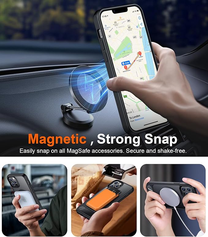 Magnetic Compatible with iPhone 12 Pro Max Case, [Built-in Invisible Kickstand][Compatible with MagSafe][Military Grade Shockproof] Slim Translucent Matte Phone Case for iPhone 12 Pro Max 6.7"