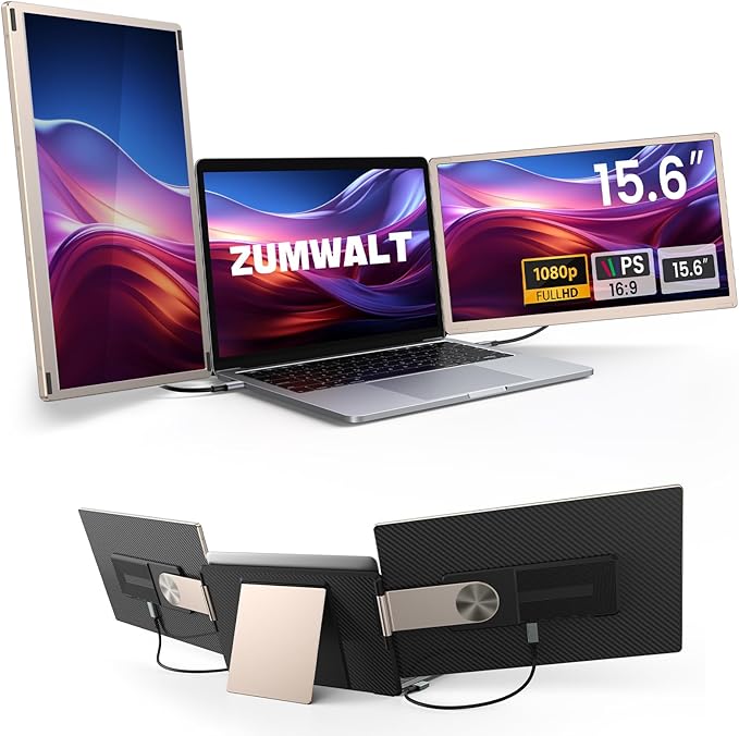 15.6" Laptop Screen Extender, 1080P FHD Laptop Monitor Extender, 235° Rotating Detachable Dual Monitor, Plug & Play Triple Screen for 13"-17.3" Laptops, Compatible with Mac/Windows/Android & Dex