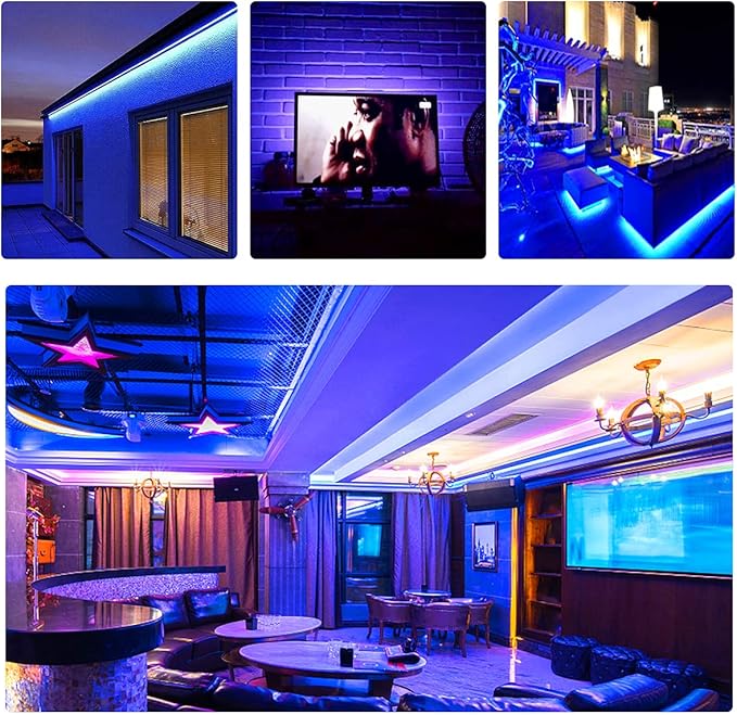 12V LED Strip Lights, 5mm Wide Ultra Narrow Blue 16.4ft SMD 2835 IP20 120 LEDs/M, Total 600 LEDs Rope Light Strip for Bedroom, Kitchen, Advertising Decoration