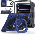 Case for iPad Pro 13 Inch M5 2025 / M4 2024, Auorld for iPad Pro 13 Inch M5 2025 with Screen Protector, 360 Degree Rotating Stand Shoulder Strap Pencil Holder, Navy Black