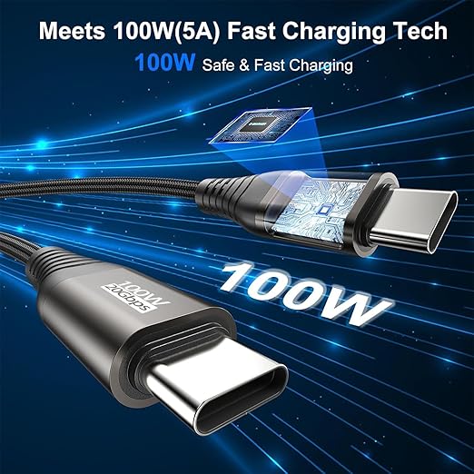 20 FT USB C Cable Long USB C 3.2 Gen 2 Cord 20FT, Full-Featured USBC to C Fast Charging/Monitor Video/Data Cable(4K@60Hz,100W, 10Gbps) for USB‑C Hub VR,iPhone 17-15 PM,Sam-sung,MacBook Pro,Camera-6M