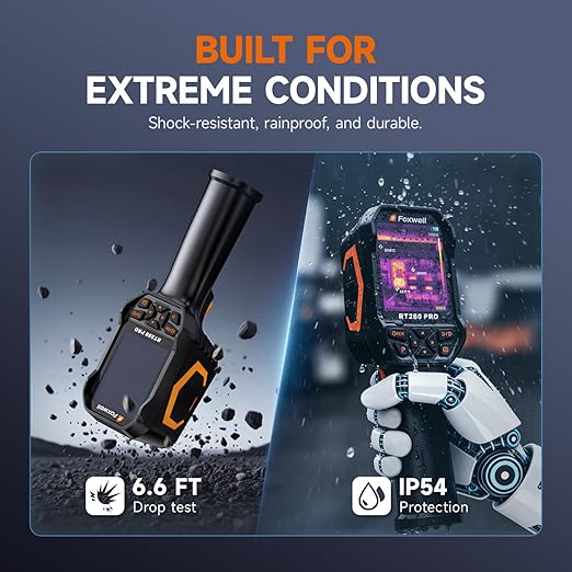 FOXWELL RT280 PRO Thermal Camera 640x480 Imaging Resolution, Dual-Camera Thermal Imaging Camera with 2MP Visual Camera, 512x384 TISR Resolution, Infrared Cameras with Laser, PC Analysis