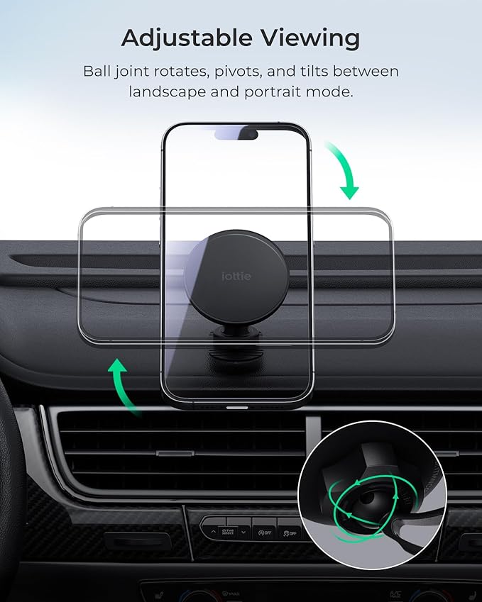 iOttie iTap 3 Magnetic Flush Mount Car Mount Phone Holder with Magnetic Ring Adapter. Compatible with iPhone, Samsung Galaxy, Google Pixel, Huawei, LG, and All Qi Compatible Smartphones
