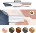 HAOCOO Desk Mat, Computer Desk Pad, Large Mouse Pad for Desk, 35.4" x 15.7" Gaming Mousepad for Desktop with Non-Slip Base, Waterproof Laptop Keyboard Mat for Home Office, Light Pink Boho