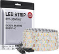 BTF-LIGHTING SK6812(Similar WS2812B) UL Listed RGBW RGB+Cool White(6000K) Individually Addressable DC12V 16.4FT 60LED/m 4 Colors in 1 Light Dream LED Strip IP30 White PCB(No Adapter or Controller)