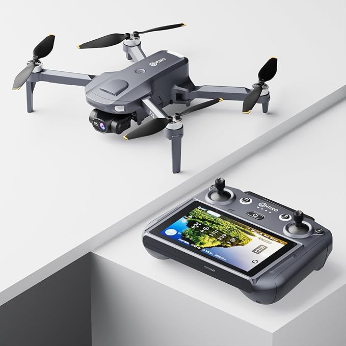 Contixo Foldable 4K Cinematic F29 Drone for Adults & Hobbyists, 3-Axis Gimbal, 5" Touchscreen Remote, GPS Return Home, Follow Me, Orbit Mode, Brushless Motor, 46 Min Flight Time (2 Batteries), 3KM Range