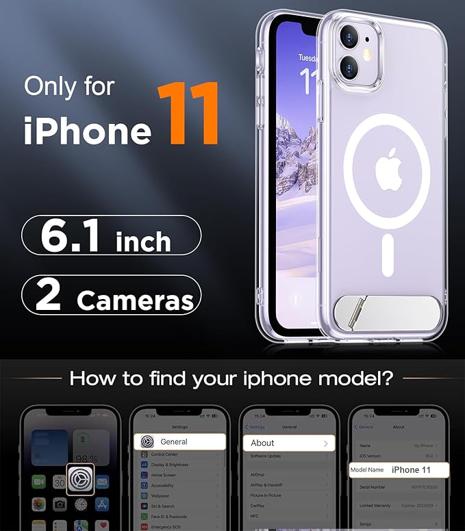 Magnetic Compatible with iPhone 11 Phone Case, [Built-in Invisible Kickstand][Compatible with MagSafe] [Military Grade Shockproof] Slim Thin Phone Case for iPhone 11 6.1"